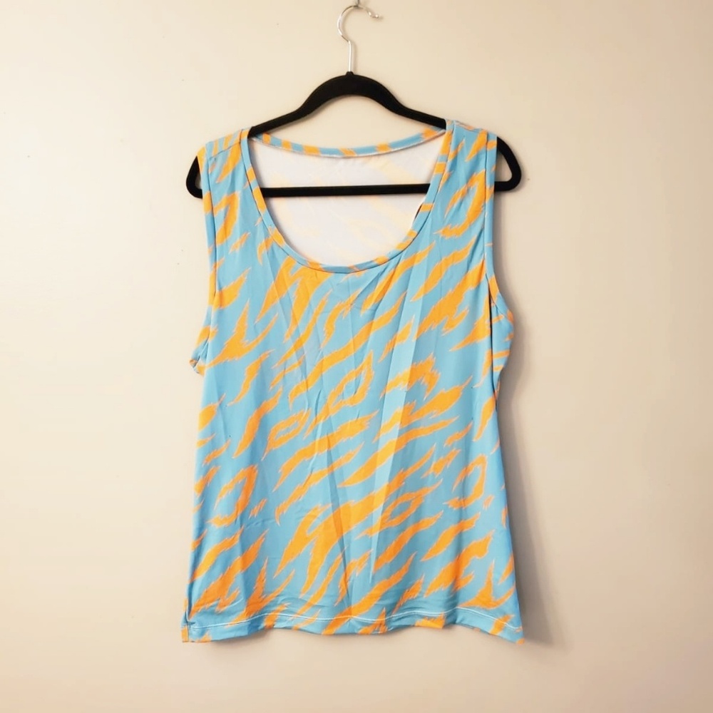Women's Orange and Blue Tiger Stripe Tank